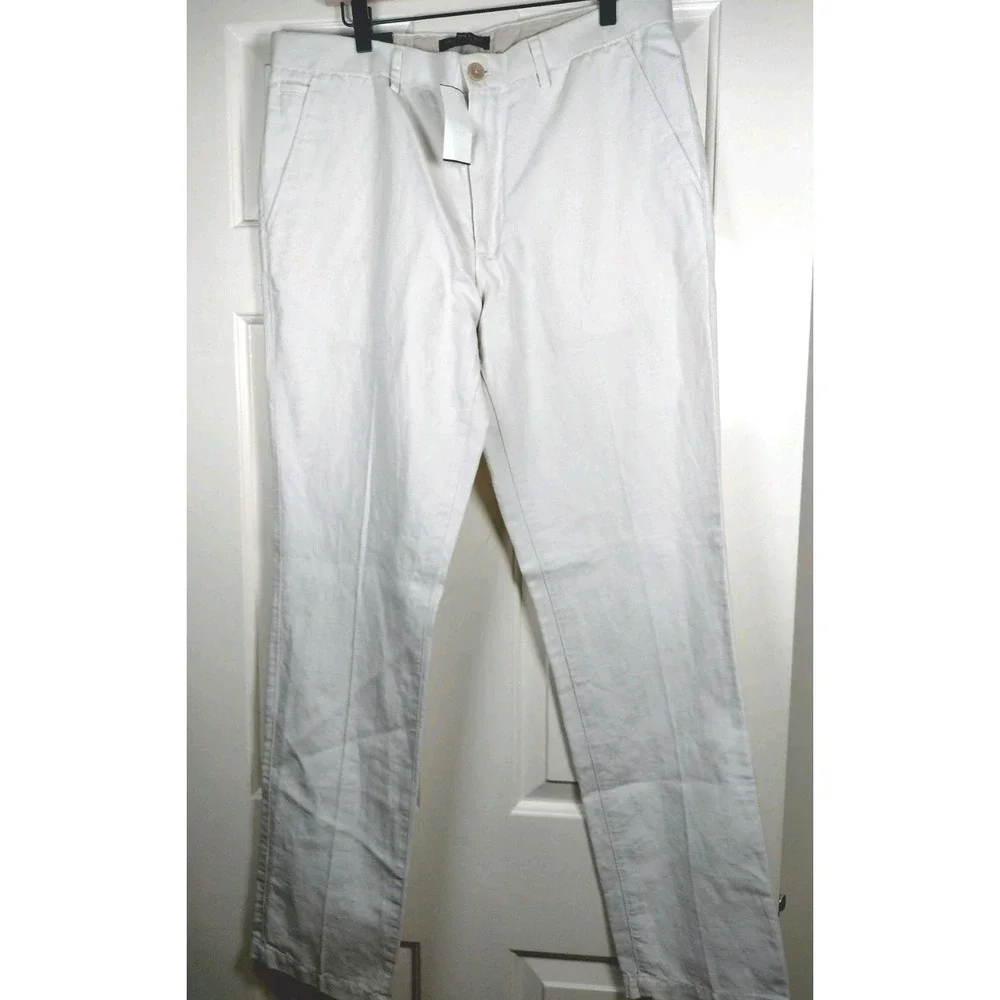 Banana Republic Kentfield Pant Men 34x32 (Tag 34x34) Off White Slim Fit NWT